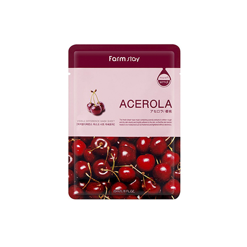 Маска для лица тканевая с экстрактом ацеролы FarmStay Visible Difference Mask Sheet Acerola, 23 гр, фото