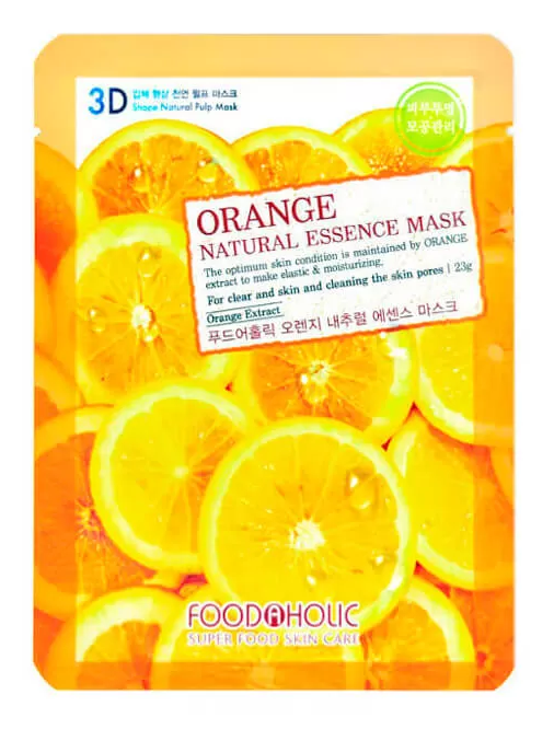 Маска для лица тканевая с экстрактом апельсина Foodaholic Aloe 3D Orange Sheet Mask, 23 мл, фото