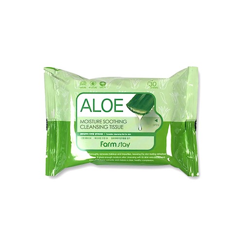 Очищающие увлажняющие салфетки с экстрактом алоэ FarmStay (Фармстей) Aloe Moisture Soothing Cleansing Tissue, 30 шт, фото