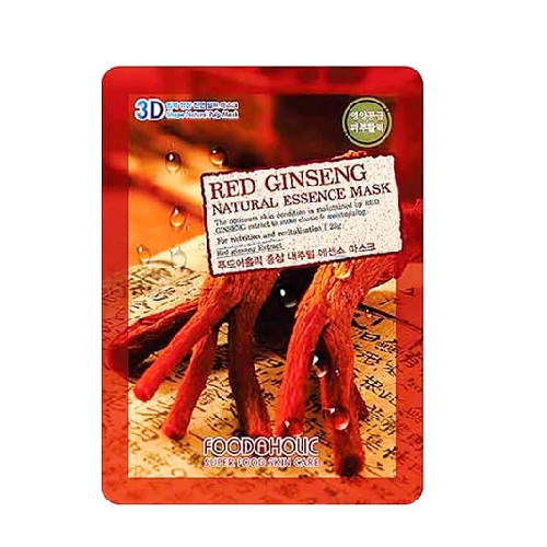 Маска для лица тканевая с экстрактом красного женьшеня Foodaholic Red Ginseng 3D Natural Essence Mask, 23 мл, фото