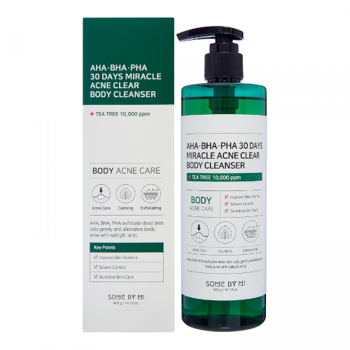 Some By Mi Очищающий гель для душа с кислотами для проблемной кожи AHA BHA PHA 30 Days Miracle Acne Clear Body Cleanser, 400 мл, фото