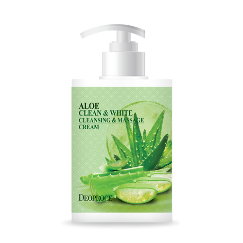 Массажный очищающий крем для лица и тела с алоэ Deoproce (Деопрос) Clean & White Cleansing & Massage Cream Aloe, 430 мл, фото