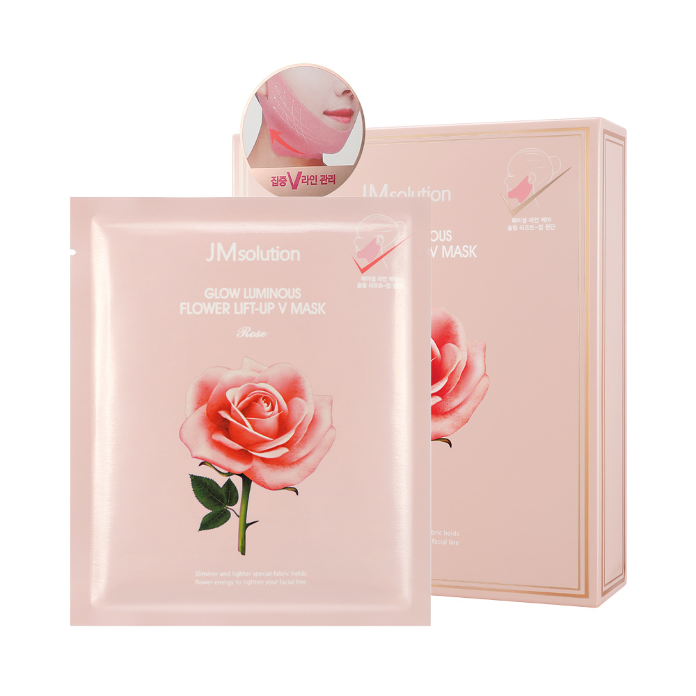 Маска-бандаж для коррекции овала лица JMsolution Glow Luminous Flower  Lift-Up V Mask Rose, 1 шт., фото