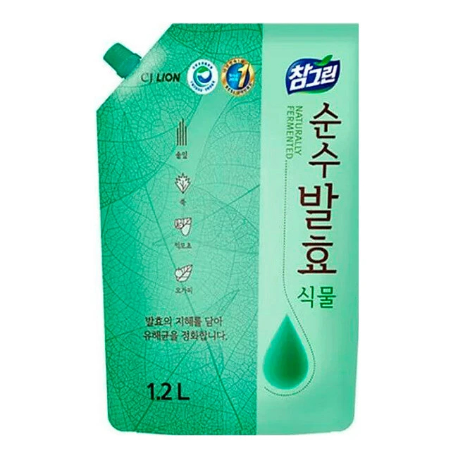 Жидкость для мытья посуды, овощей и фруктов Горные травы LION (Лион) Chamgreen Pure Fermentation Plant refill, 1200 мл, фото