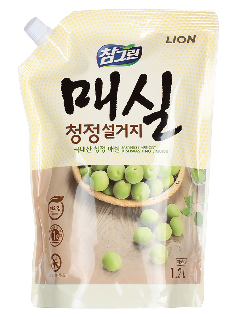 Жидкость для мытья посуды с ароматом абрикоса LION (Лион) Chamgreen Japanese Apricot refill, 1200 мл, фото