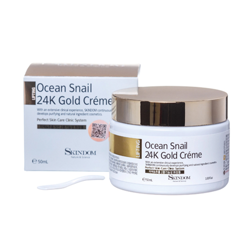 Крем для лица с золотом и экстрактом морской улитки Skindom (Скиндом) Ocean Snail 24K Gold Cream, 50 мл, фото