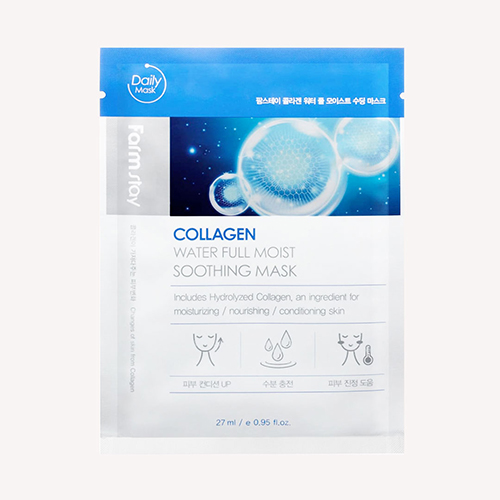 Увлажняющая тканевая маска для лица с коллагеном FarmStay Collagen Water Full Moist Soothing Mask, 27 гр, фото