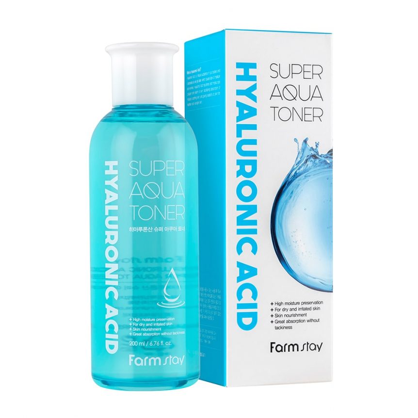 Увлажняющий тонер для лица с гиалуроновой кислотой FarmStay (Фармстей) Hyaluronic Acid Super Aqua Toner, 200 мл, фото