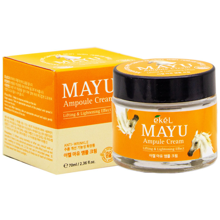 Ампульный увлажняющий крем для лица с лошадиным жиром EKEL (Экел) Mayu Ampule Cream, 70 мл, фото
