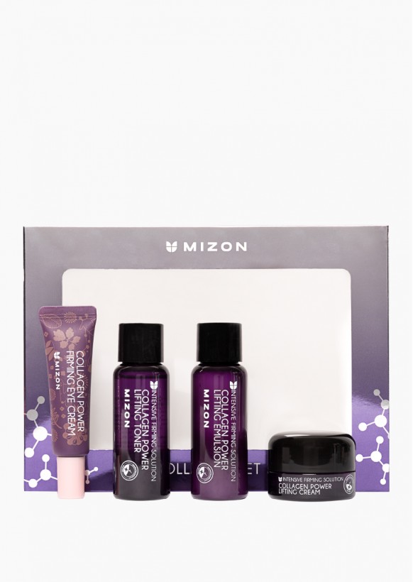 Набор уходовых средств для лица с коллагеном Mizon Collagen Miniature SET: Тонер для лица, Эмульсия для лица, Крем для кожи вокруг глаз, Крем для лица, 40 мл*2, 10 мл, 15 мл, фото
