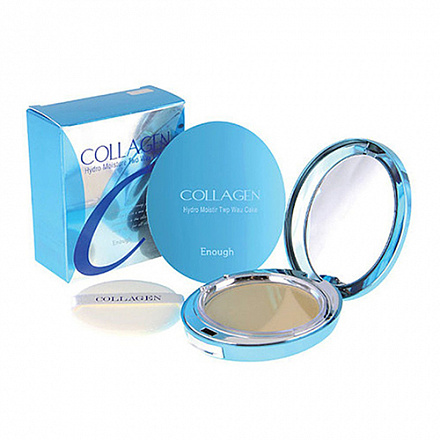 Увлажняющая коллагеновая пудра со сменным блоком Enough (Инаф) Collagen Twoway Cake тон 21, 16 гр*2, фото
