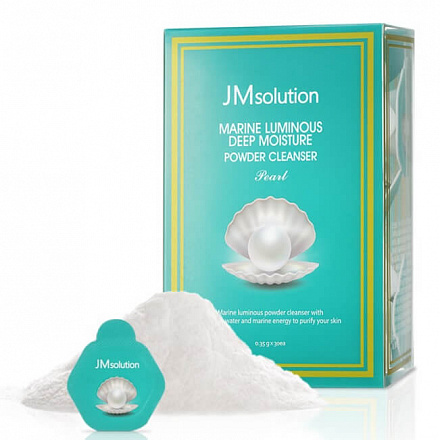 Увлажняющая энзимная пудра для умывания с жемчугом JMsolution Marine Luminous Deep Moisture Powder Cleanser Pearl, 0.35г*30шт, фото