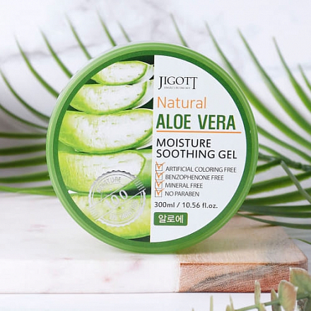 Jigott (Джиготт) Увлажняющий успокаивающий гель для тела с алоэ вера Natural Aloe Vera Moisture Soothing Gel, 300 мл, фото