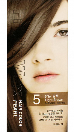 Гель-краска на фруктовой основе для волос Welcos (Вэлкос) Kwailnara Fruits Wax Pearl Hair Color #05, Light Brown, 60 мл, фото