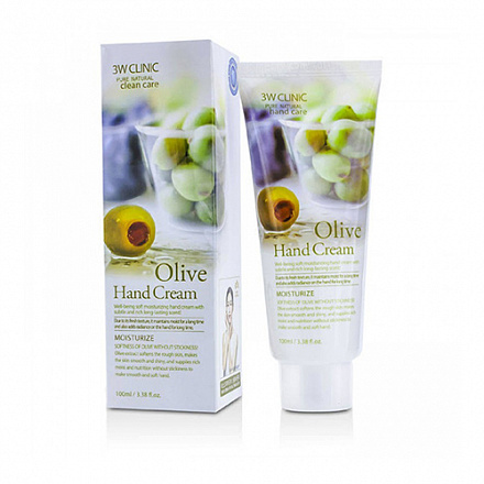 Крем для рук с экстрактом оливы 3W Clinic Olive Hand Cream, 100 мл, фото