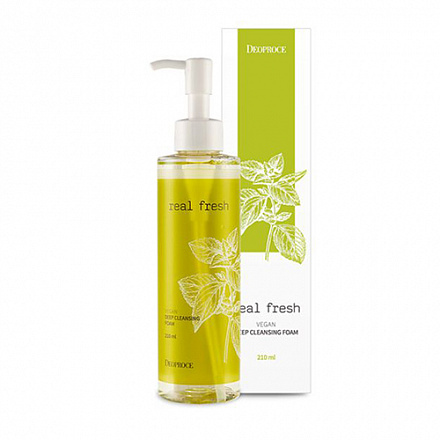 Пенка для глубокого очищения кожи Deoproce (Деопрос) Real Fresh Vegan Deep Cleansing Foam, 210мл, фото