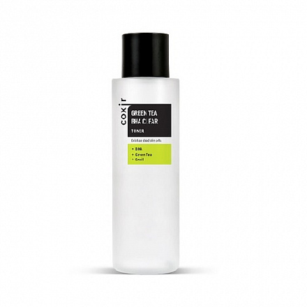 Тонер для лица отшелушивающий с зеленым чаем и BHA-кислотами Coxir Green Tea BHA Clear Toner, 150 мл, фото