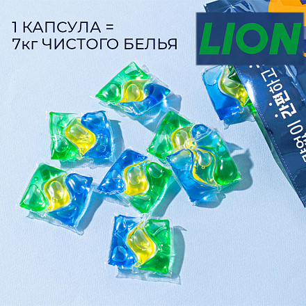 LION (Лион) Капсулы для стирки белья 7 Lab Triple Power Capsule Detergent 3 в 1 (моющее средство + кондиционер + пятновыводитель), 32 шт, фото