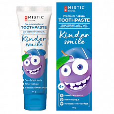MISTIC Натуральная детская зубная паста Удачливая сливка Premium Natural Toothpaste Kinder Smile Lucky Plum For Cavity-Prone Teeth 4+, 60 гр, фото
