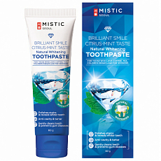 MISTIC Натуральная отбеливающая зубная паста со вкусом цитрусовой мяты Natural Whitening Toothpaste Brilliant Smile Citrus-Mint Taste (14+), 60г, фото
