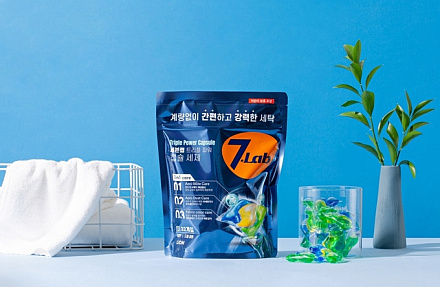 LION (Лион) Капсулы для стирки белья 7 Lab Triple Power Capsule Detergent 3 в 1 (моющее средство + кондиционер + пятновыводитель), 32 шт, фото