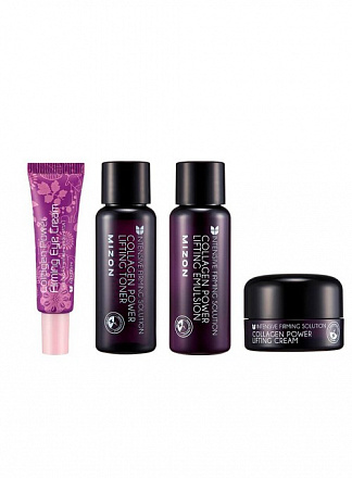 Набор уходовых средств для лица с коллагеном Mizon Collagen Miniature SET: Тонер для лица, Эмульсия для лица, Крем для кожи вокруг глаз, Крем для лица, 40 мл*2, 10 мл, 15 мл, фото