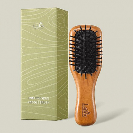 Массажная расческа для волос с деревянной ручкой Lador (Ладор) Mini Wooden Paddle Brush, фото