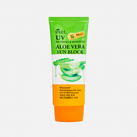 Солнцезащитный крем с алоэ вера EKEL (Экел) Soothing & Moisture Aloe Vera Sun Block SPF 50 PA+++, 70 мл, фото
