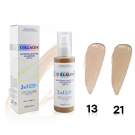 Тональный крем с коллагеном 3 в 1 для сияния кожи Enough (Инаф) Collagen 3 in1 Whitening Moisture Foundation SPF15 тон 13, 100 мл, фото