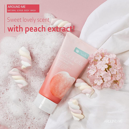 Скраб для тела с экстрактом персика Welcos (Вэлкос) Around Me Peach Natural Scrub Body Wash, 200 мл, фото