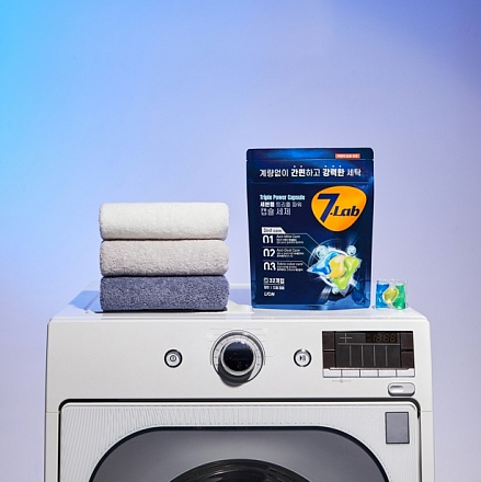 LION (Лион) Капсулы для стирки белья 7 Lab Triple Power Capsule Detergent 3 в 1 (моющее средство + кондиционер + пятновыводитель), 32 шт, фото