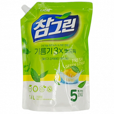Жидкость для мытья посуды с ароматом зеленого чая LION (Лион) Chamgreen spout refill, 1400 мл, фото