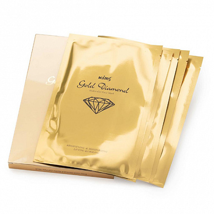 Маска гидрогелевая алмазная для лица Kims Gold Diamond Hydro-Gel Face Mask, 5 шт., фото