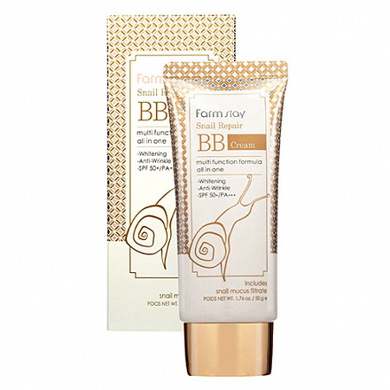 Восстанавливающий ВВ крем с муцином улитки FarmStay (Фармстей) Snail Repair BB Cream SPF50+/PA+++, 50 мл, фото