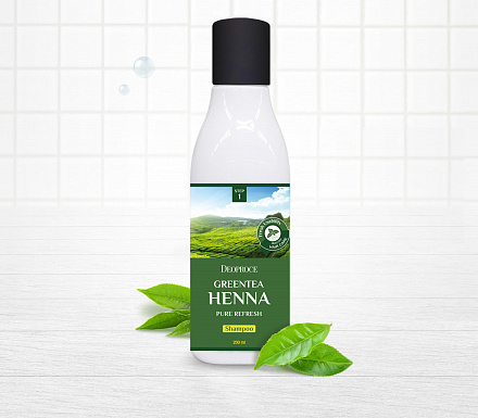 Шампунь с зелёным чаем и хной Deoproce (Деопрос) Greentea Henna Pure Refresh Shampoo, 200 мл, фото