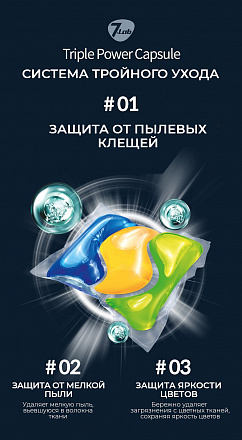 LION (Лион) Капсулы для стирки белья 7 Lab Triple Power Capsule Detergent 3 в 1 (моющее средство + кондиционер + пятновыводитель), 32 шт, фото