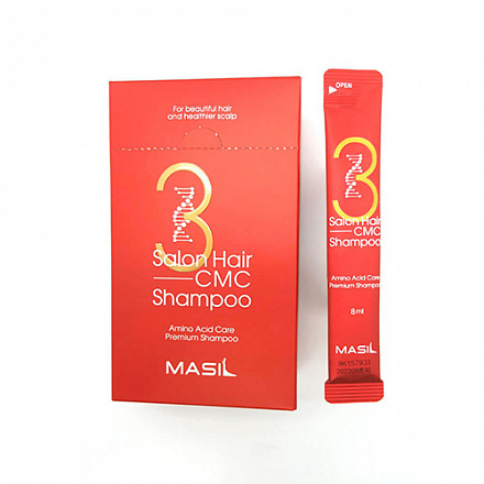Восстанавливающий шампунь с аминокислотами (стики) Masil 3 Salon Hair CMC Shampoo, 8 мл х 20 шт., фото