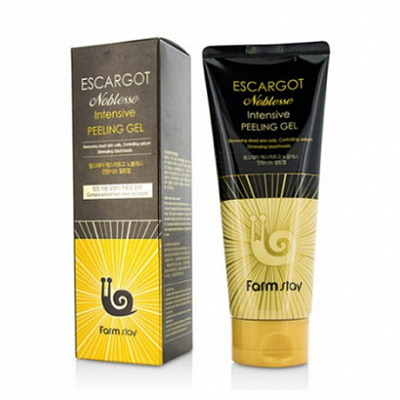 Пилинг-гель для лица с муцином улитки FarmStay Black Snail Escargot Noblesse Intensive Peeling Gel, 180 мл, фото