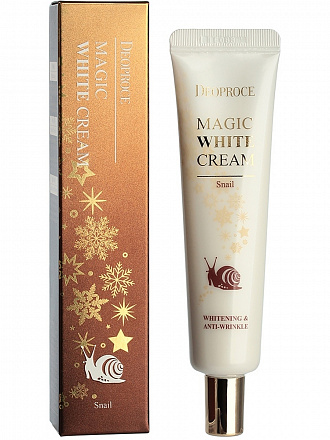 Крем для лица антивозрастной с экстрактом муцина улитки Deoproce (Деопрос) Magic White Cream Snail, 40 мл, фото