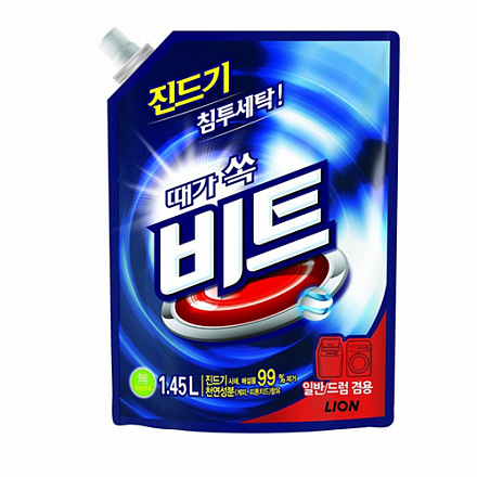 Концентрированное жидкое средство для стирки премиум класса LION (Лион) Beat Liquid pouch (both use), 1450 г, фото