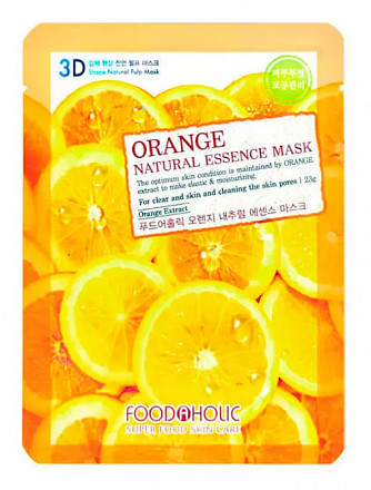 Маска для лица тканевая с экстрактом апельсина Foodaholic Aloe 3D Orange Sheet Mask, 23 мл, фото