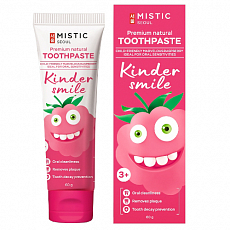 MISTIC Натуральная детская зубная паста Чудесная малинка Premium Natural Toothpaste Kinder Smile Marvelous Raspberry for oral sensitivities 3+, 60 гр, фото