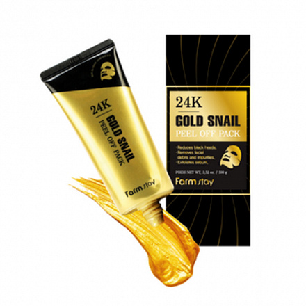 Маска-пленка с золотом и муцином улитки FarmStay (Фармстей) 24K Gold Snail Peel Off Pack, 100 гр, фото