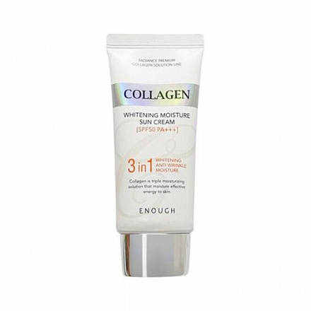 Солнцезащитный крем для лица с морским коллагеном Enough (Инаф) Collagen 3 in 1 Whitening Moisture Sun Сream SPF50 PA+++ , 50 мл, фото