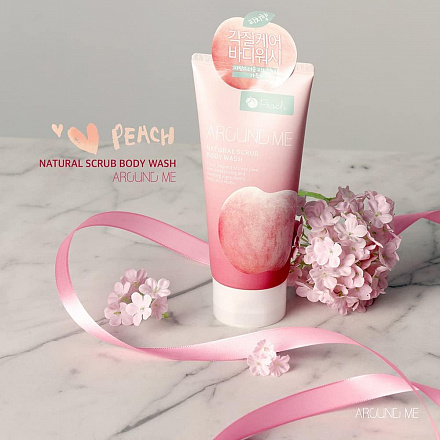 Скраб для тела с экстрактом персика Welcos (Вэлкос) Around Me Peach Natural Scrub Body Wash, 200 мл, фото