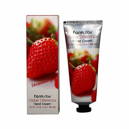 Крем для рук с экстрактом клубники FarmStay (Фармстей) Visible Difference Hand Cream Strawberry, 100 мл, фото