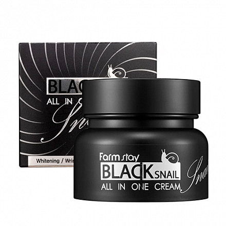 Восстанавливающий крем для лица с муцином черной улитки FarmStay (Фармстей) Black Snail All in One Cream, 100 мл, фото