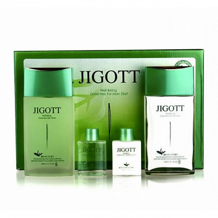 Мужской набор для лица с экстрактом зеленого чая Jigott Well-Being Green Tea Homme Skin Care 2 Set (тонер и эмульсия), 150 мл+30 мл, фото